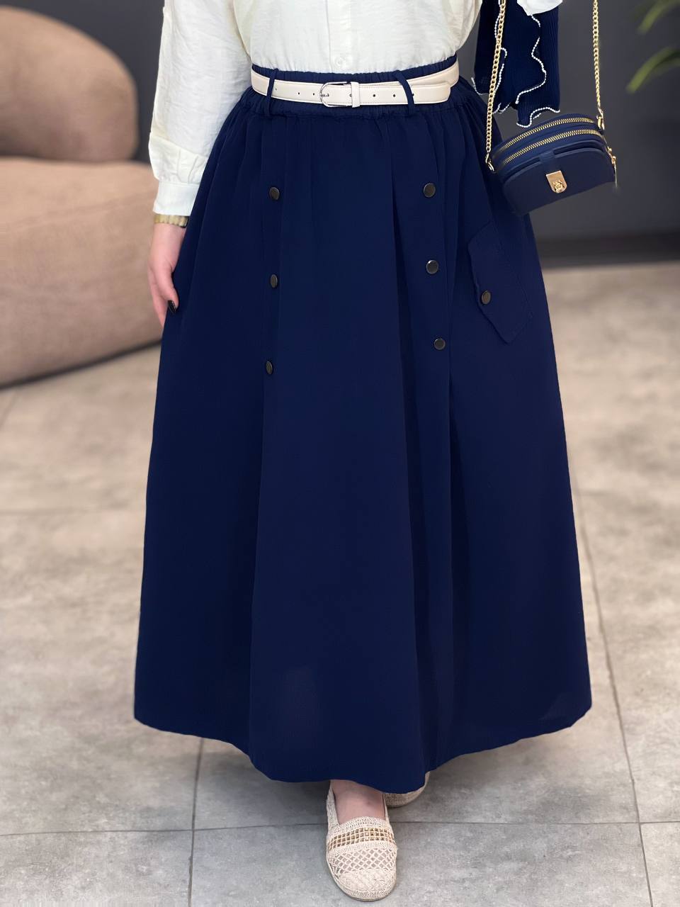 3051-دامن لینن کتون