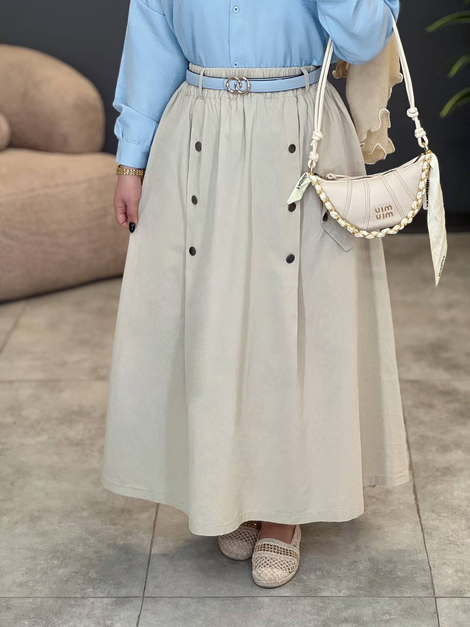 3051-دامن لینن کتون