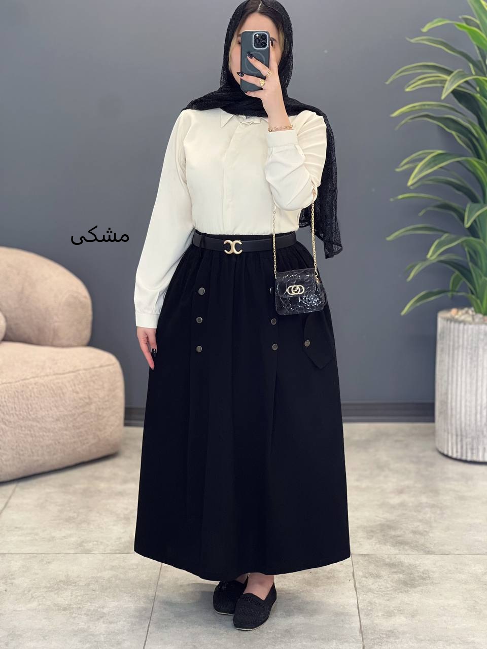 3051-دامن لینن کتون