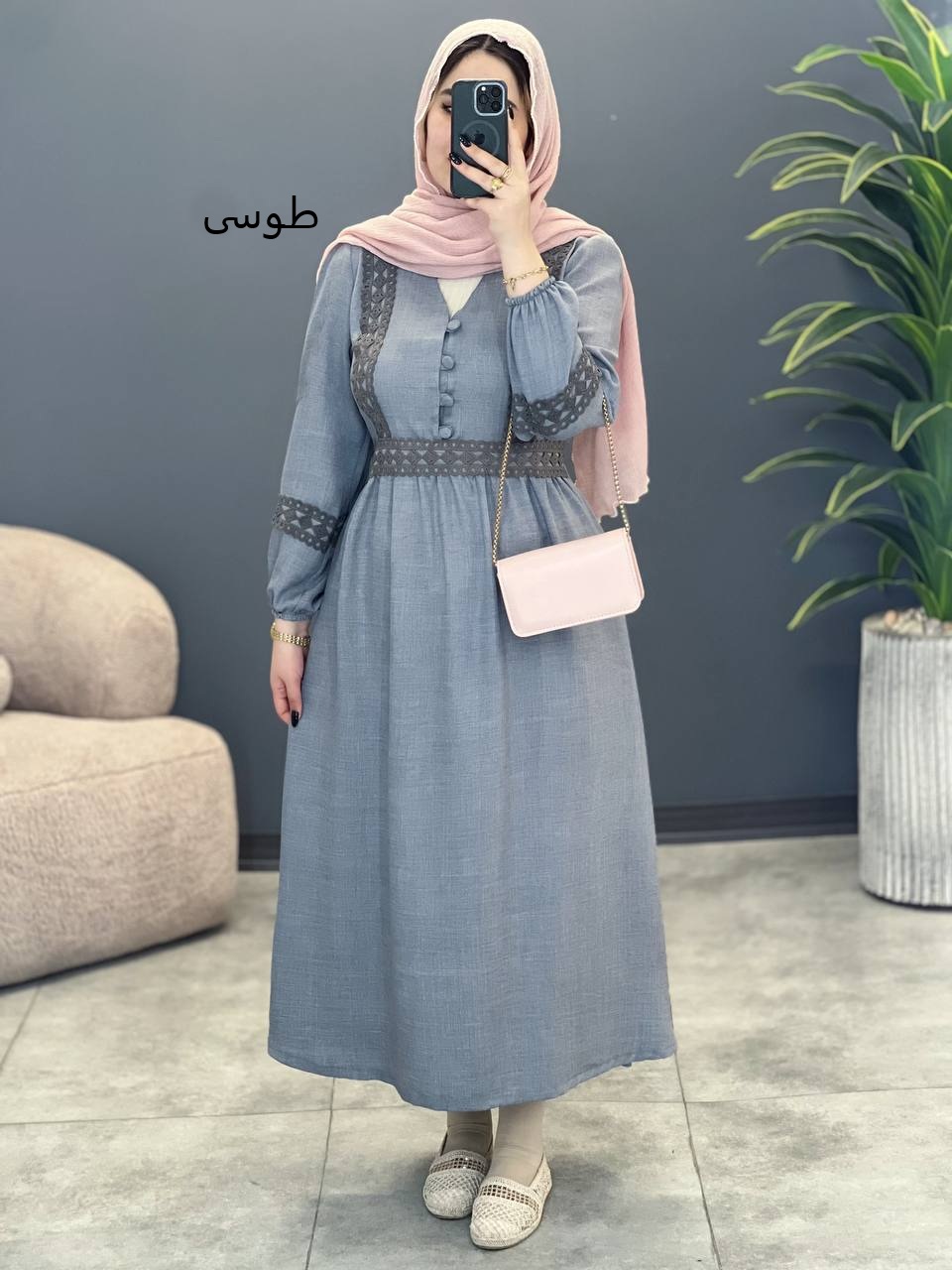 3052-پیراهن بلند بهاره