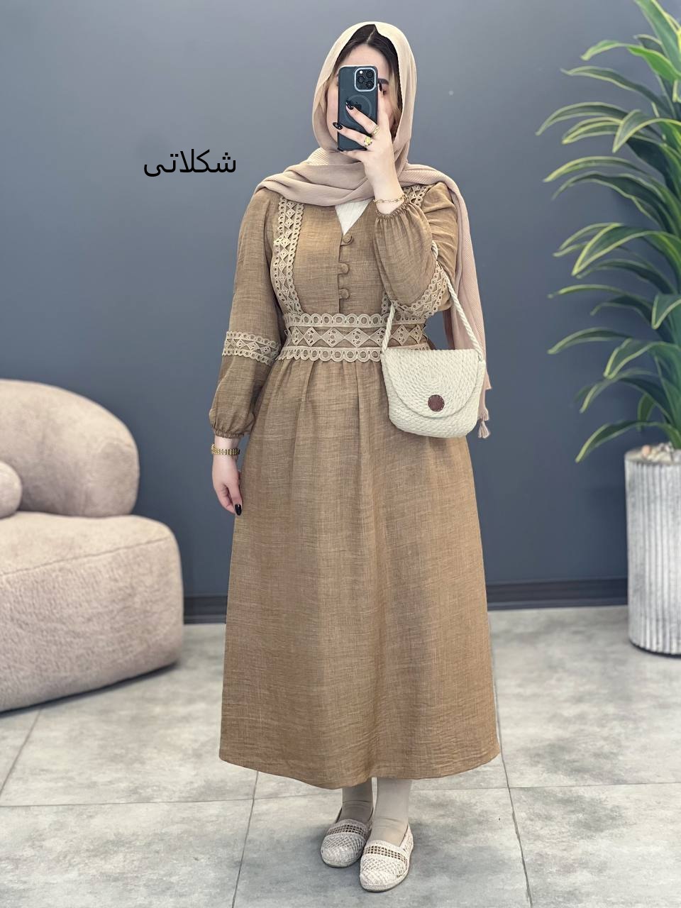 3052-پیراهن بلند بهاره