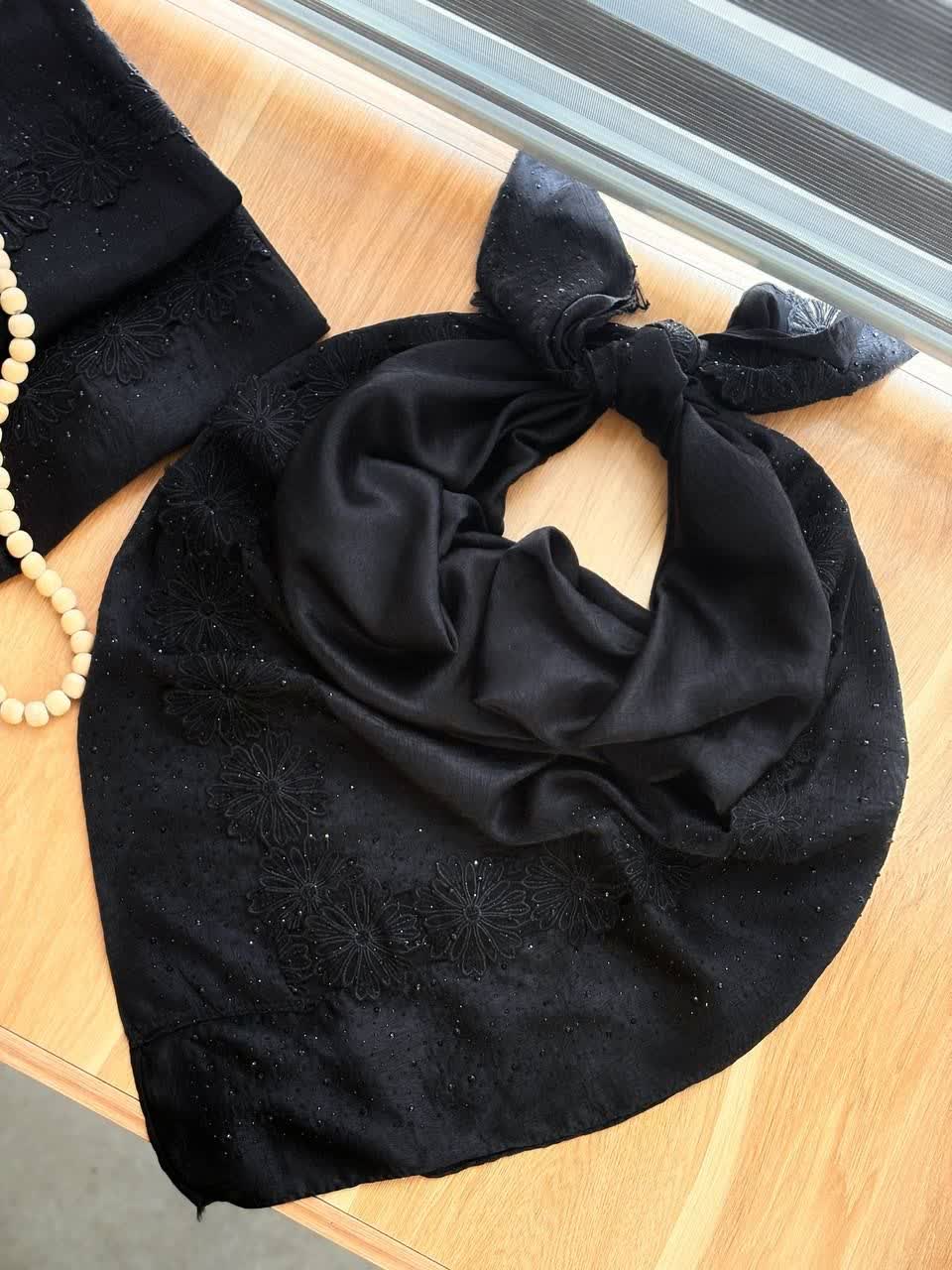 3106-روسری فلورانس گلدوزی(ویژه محرم)