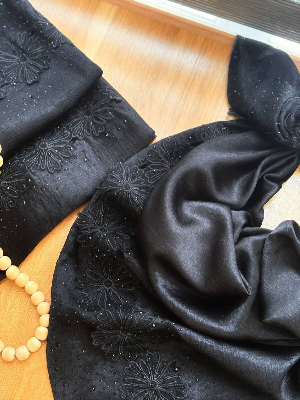 3106-روسری فلورانس گلدوزی(ویژه محرم)