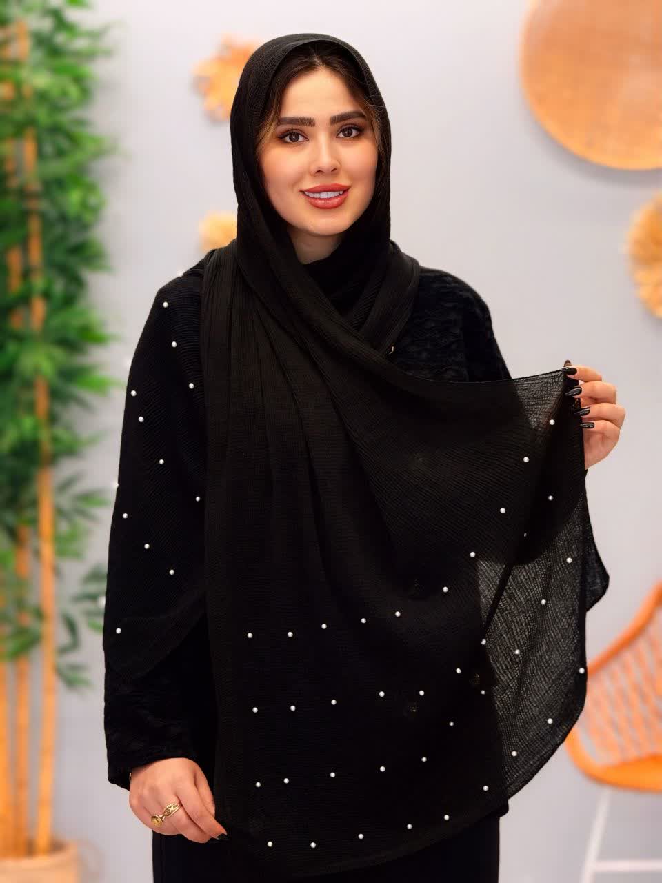 3141-شال وارداتی لبه مروارید(ویژه محرم)