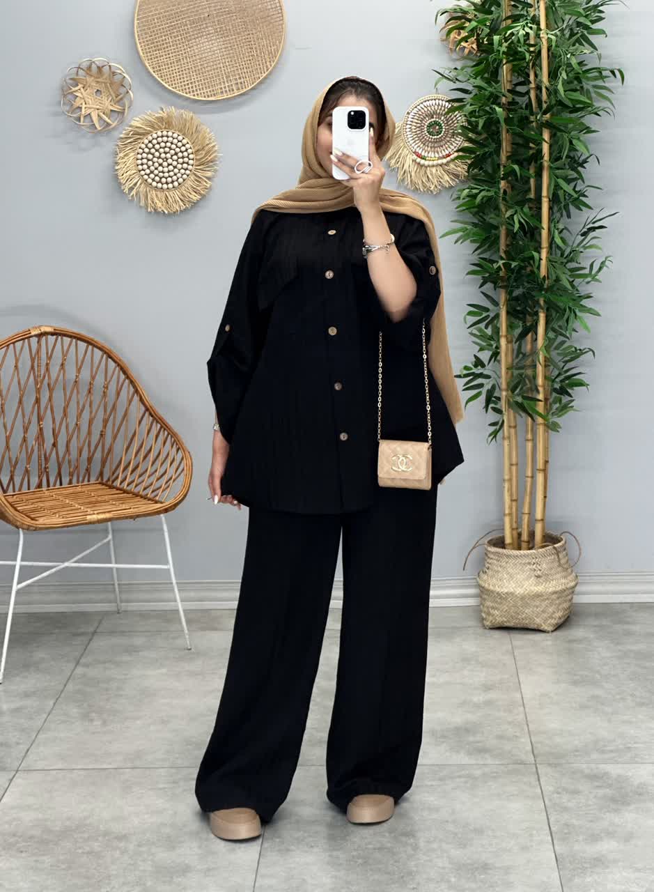 3156-ست شومیز شلوار پالیز(ویژه محرم)