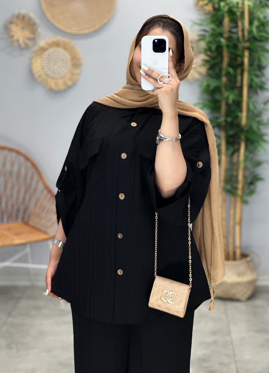 3156-ست شومیز شلوار پالیز(ویژه محرم)