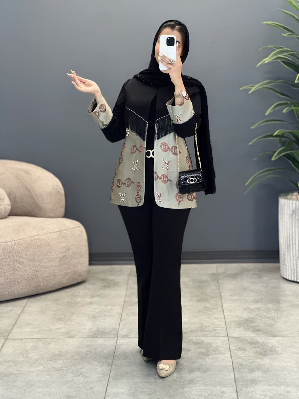 1182-کت ترکیبی ژاکارد