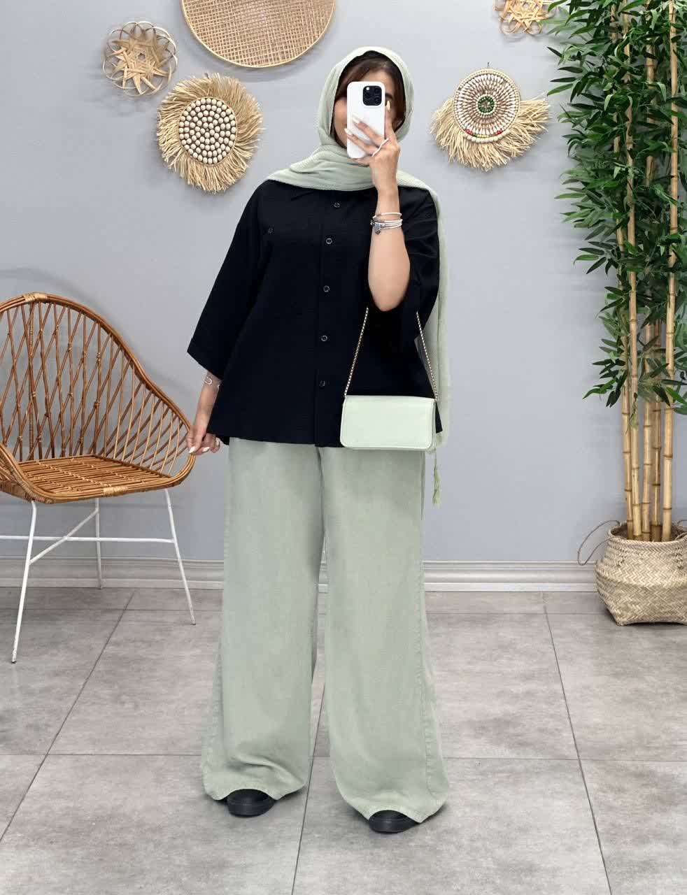 3197 - شومیز اطلس دو جیب