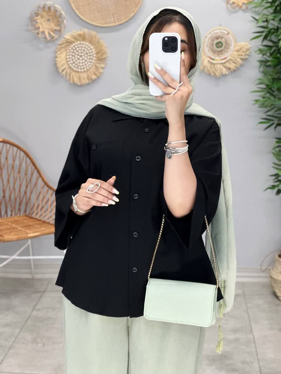 3197 - شومیز اطلس دو جیب