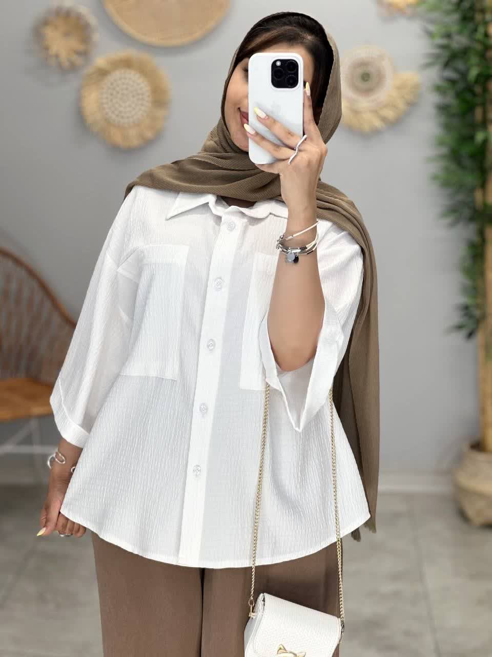 3197 - شومیز اطلس دو جیب