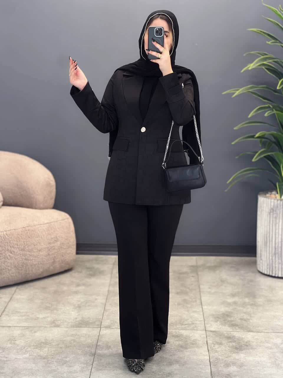 3198 - کت و شلوار آستین دکمه