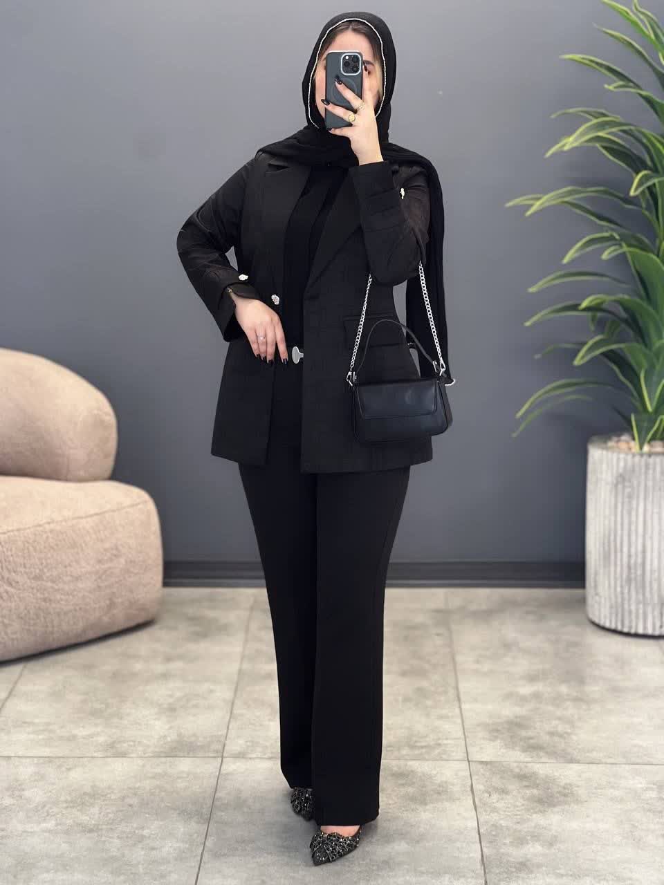 3198 - کت و شلوار آستین دکمه