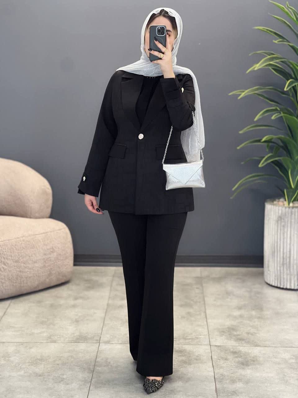 3198 - کت و شلوار آستین دکمه