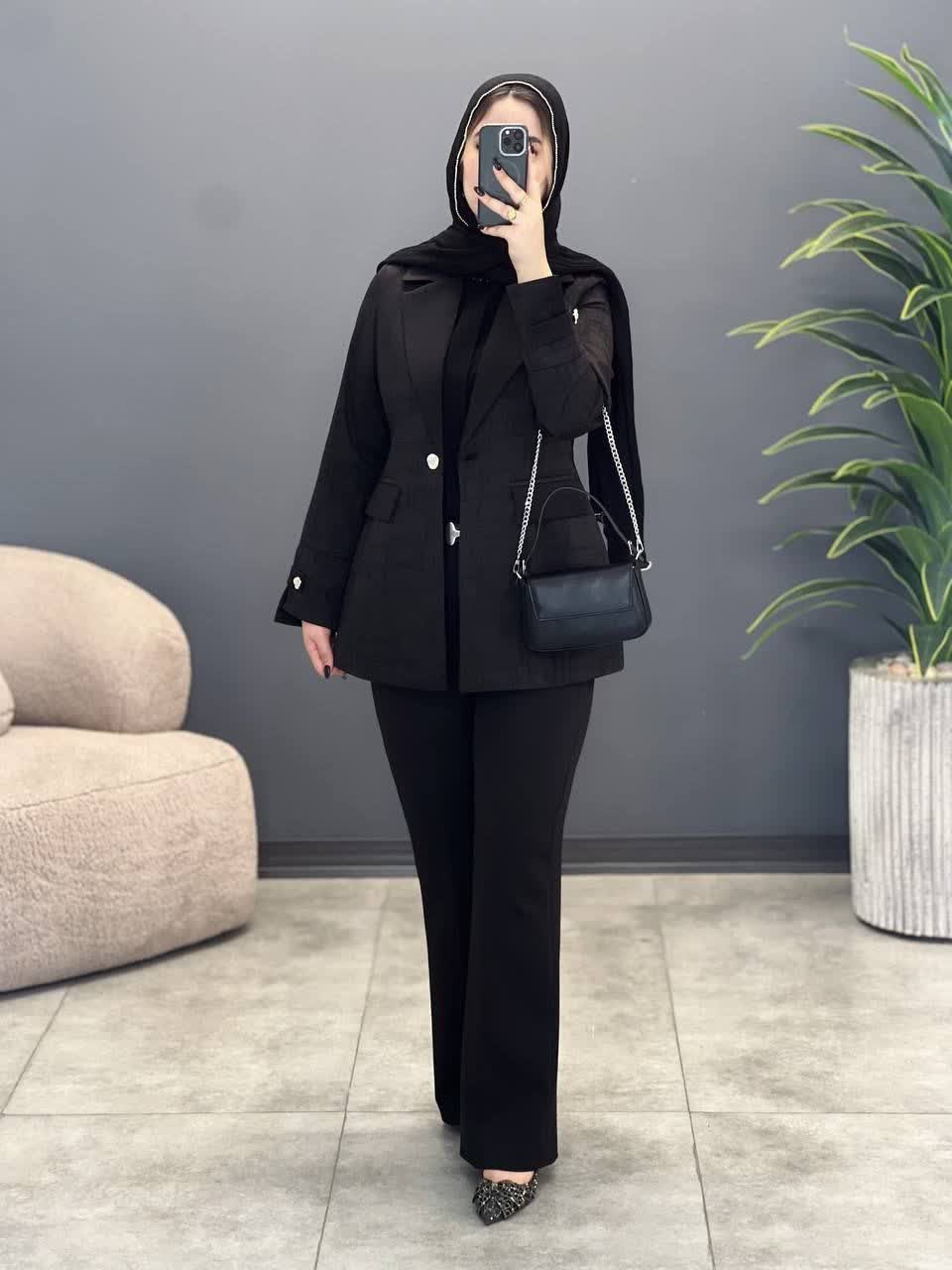 3198 - کت و شلوار آستین دکمه