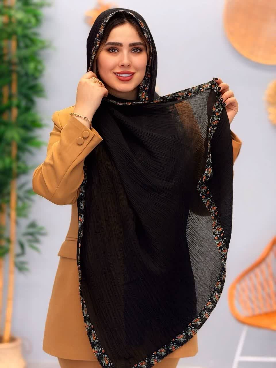 3200-شال مشکی حاشیه رنگی(ویژه محرم)