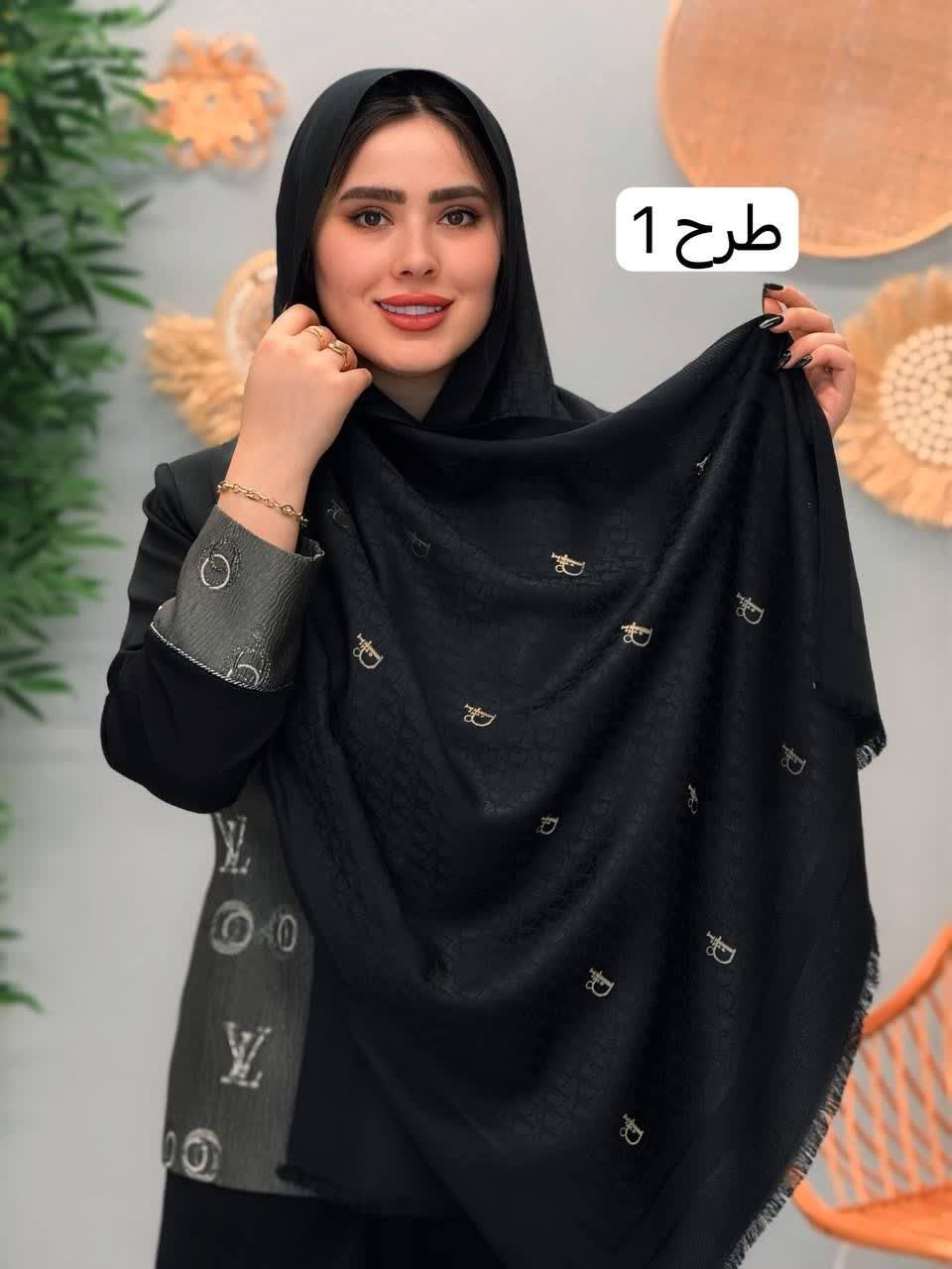 3204-شال ژاکارد مارک مشکی