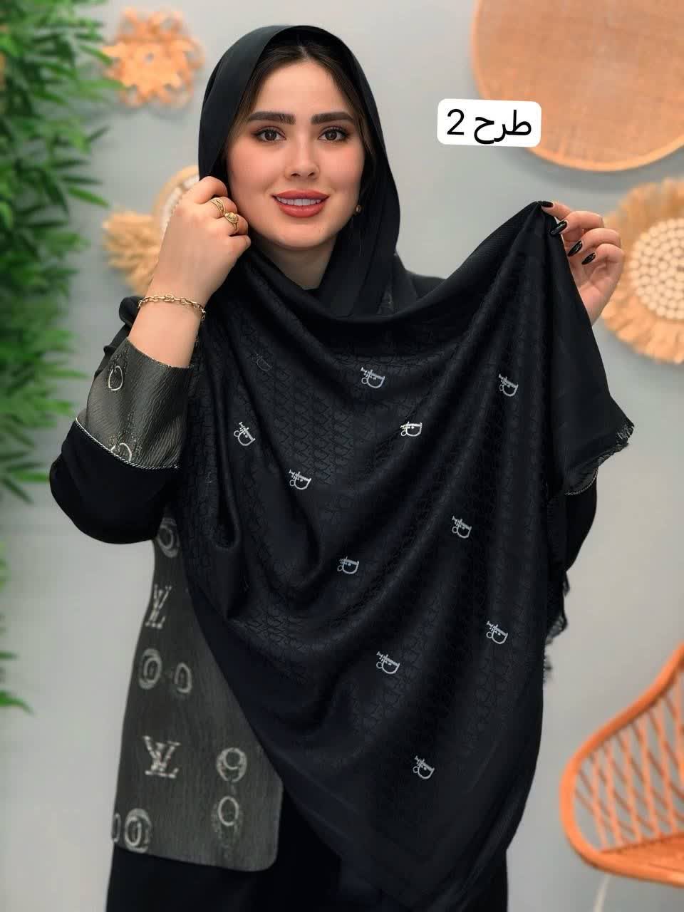 3204-شال ژاکارد مارک مشکی