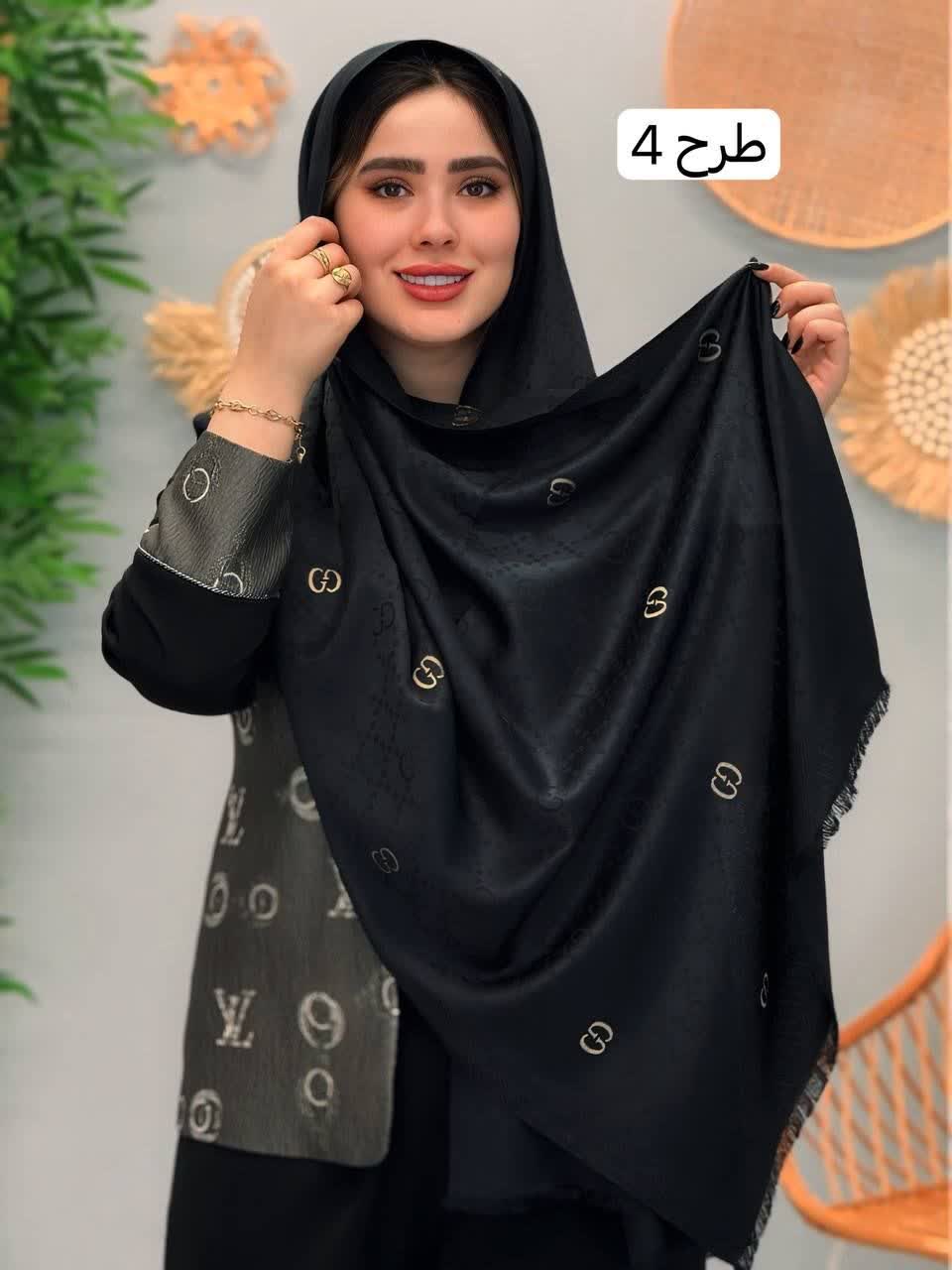 3204-شال ژاکارد مارک مشکی