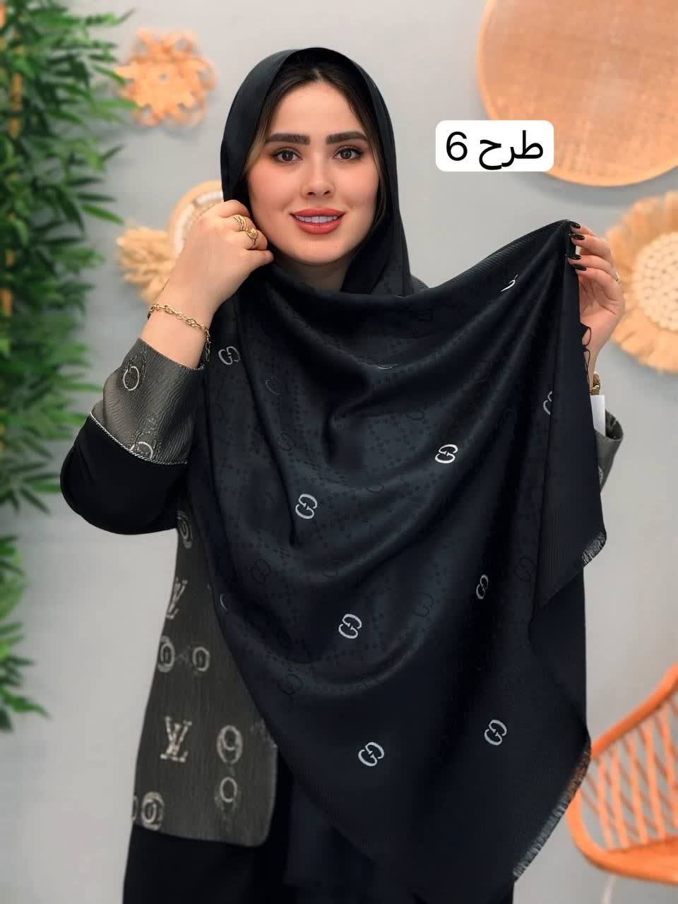 3204-شال ژاکارد مارک مشکی