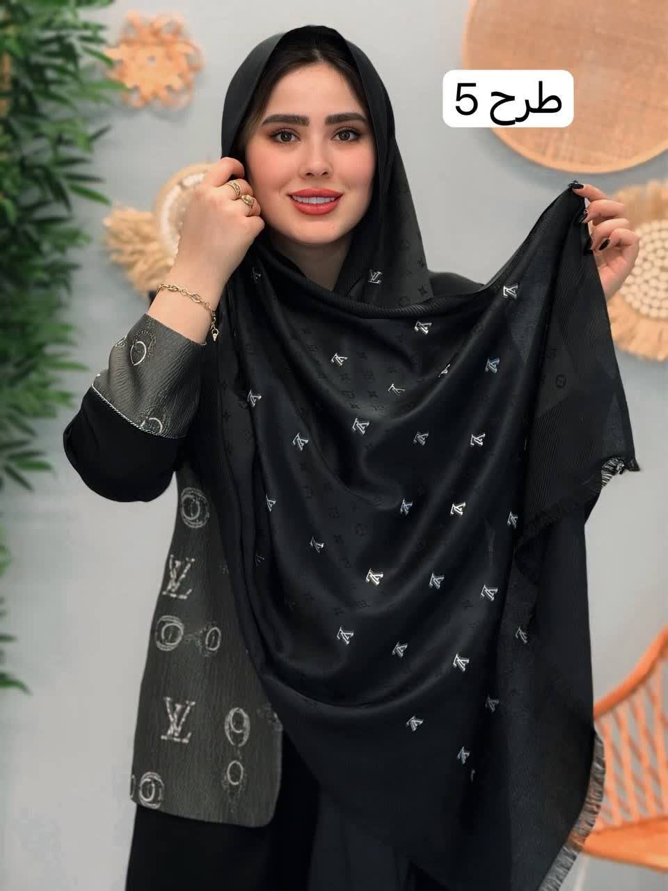 3204-شال ژاکارد مارک مشکی