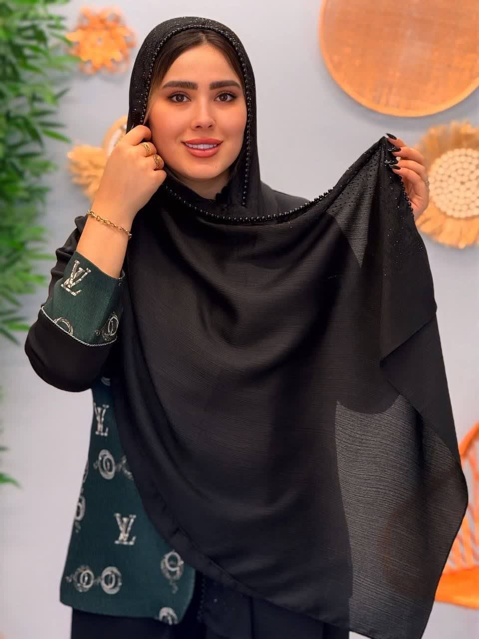 3223-شال کریستال نگین(ویژه محرم)