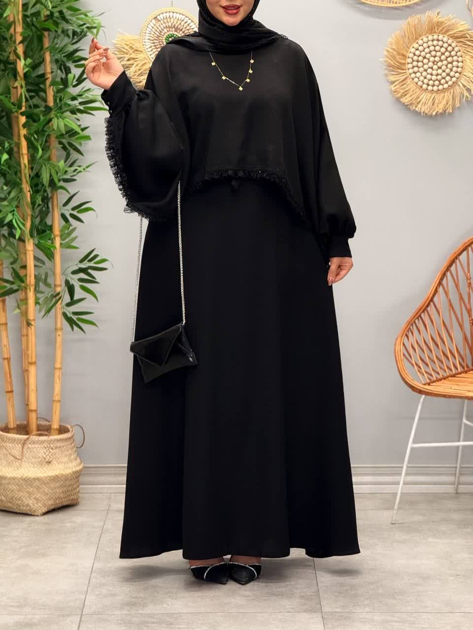 3229-پیراهن شنل دار پریماه(ویژه محرم)