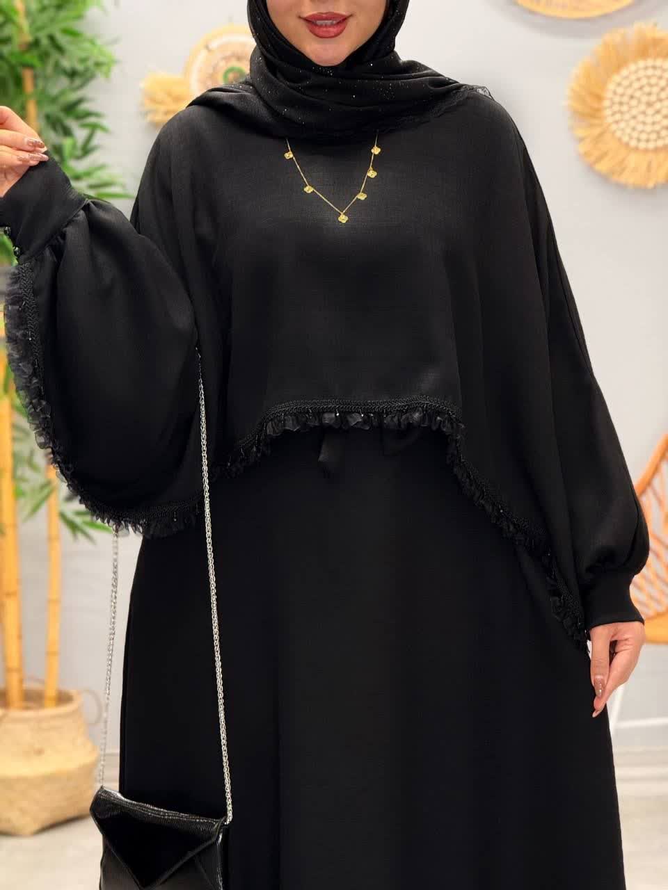 3229-پیراهن شنل دار پریماه(ویژه محرم)