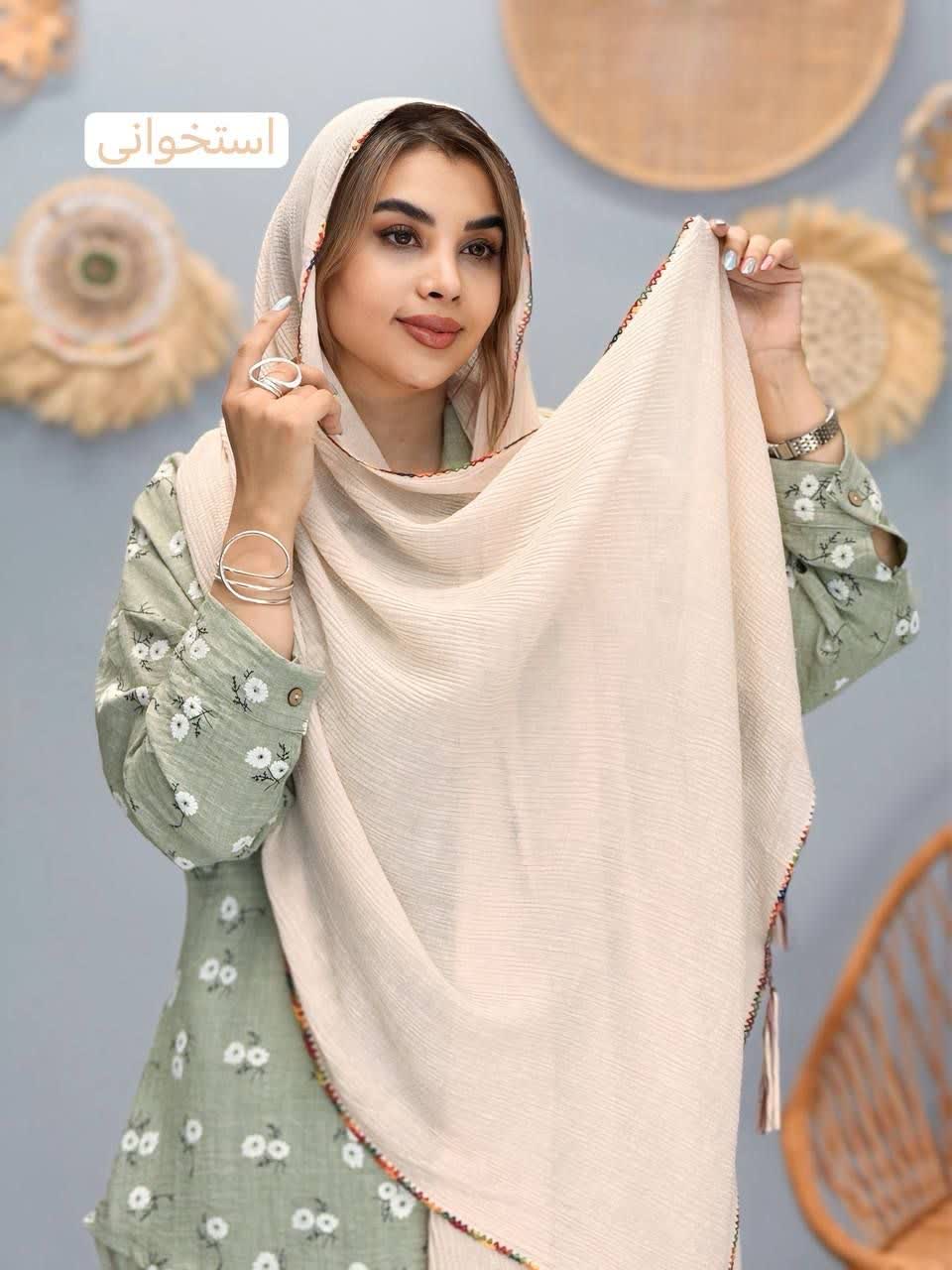 3296-شال منگوله سرخ پوستی