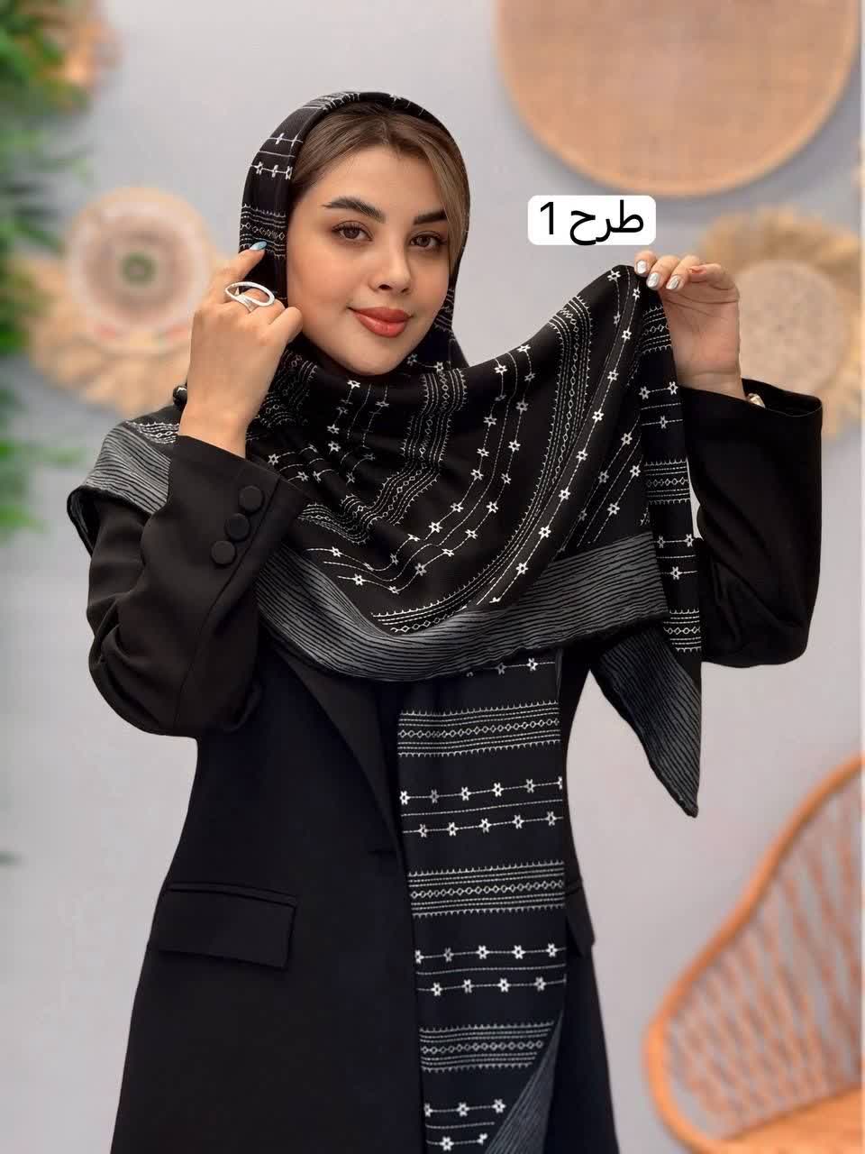 3338-روسری قواره 120 طرحبندی نیلا رز