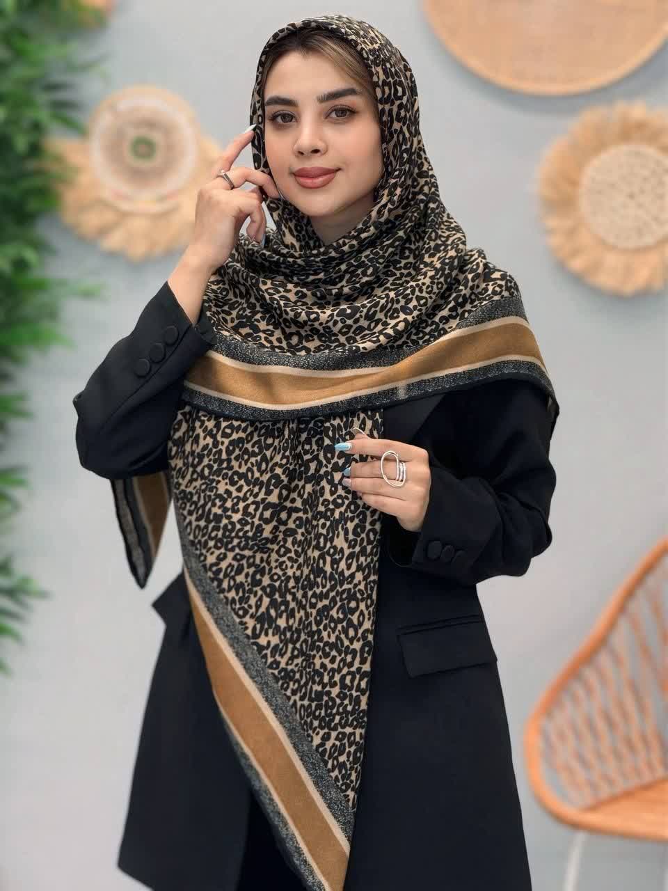 3338-روسری قواره 120 طرحبندی نیلا رز