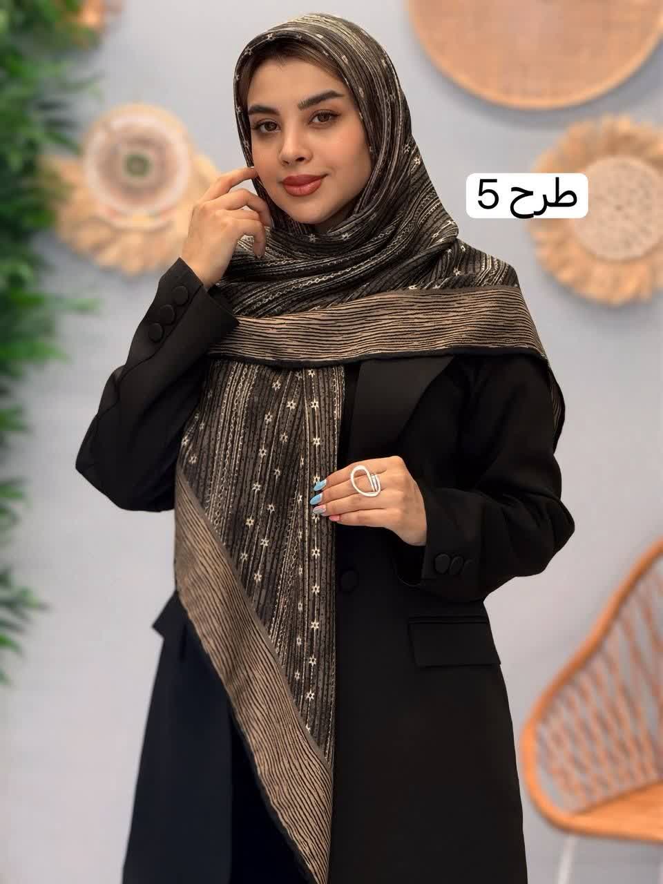 3338-روسری قواره 120 طرحبندی نیلا رز