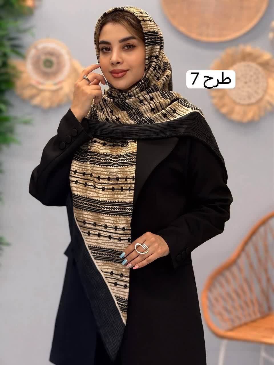 3338-روسری قواره 120 طرحبندی نیلا رز