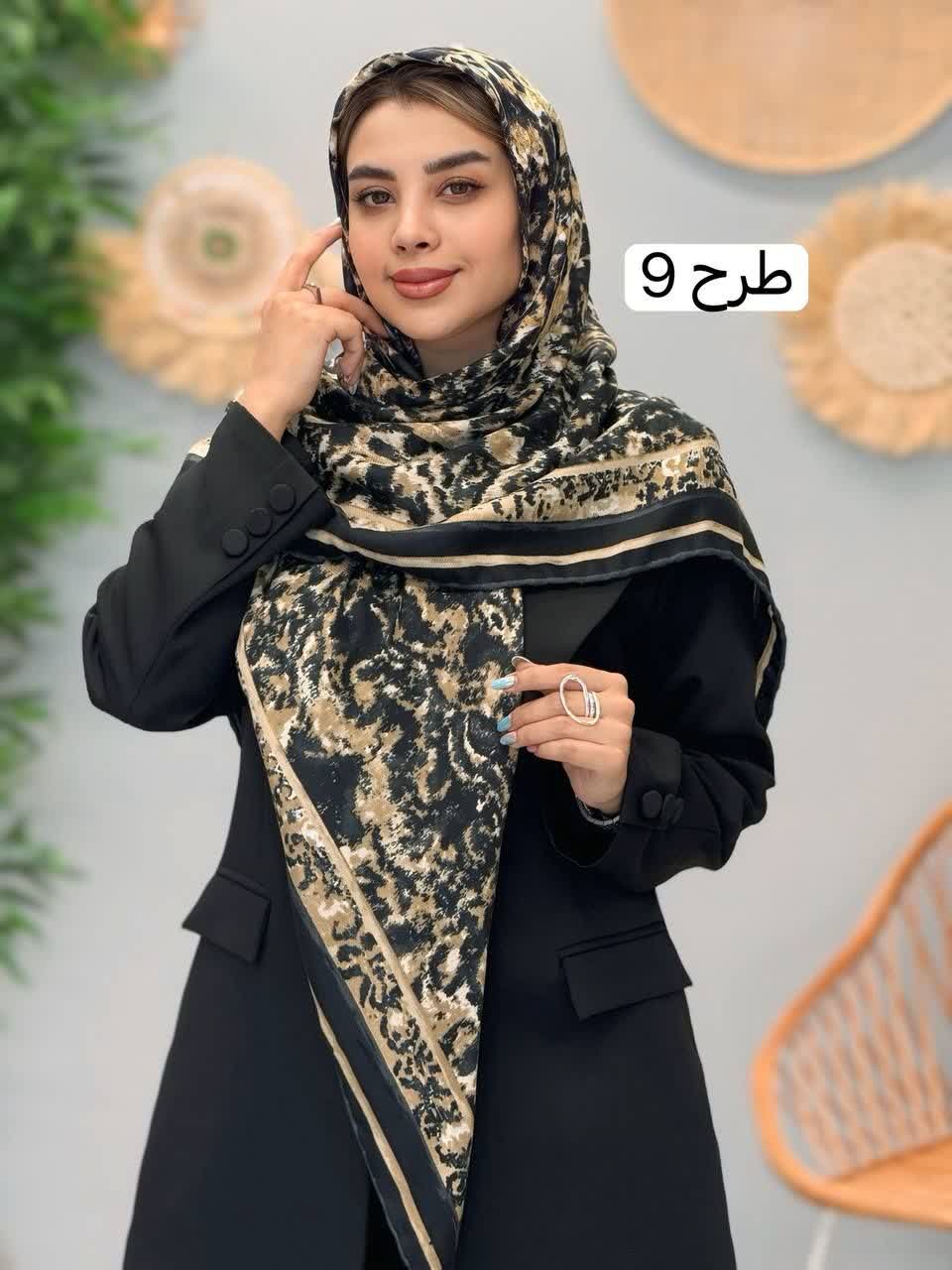 3338-روسری قواره 120 طرحبندی نیلا رز