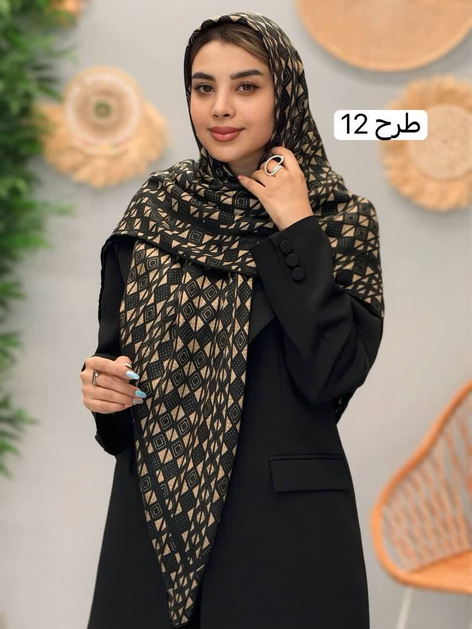 3338-روسری قواره 120 طرحبندی نیلا رز