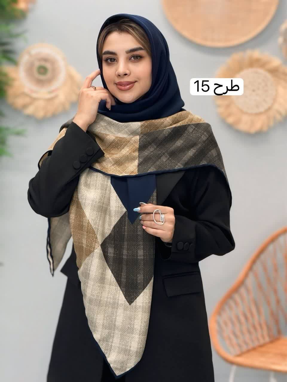 3338-روسری قواره 120 طرحبندی نیلا رز