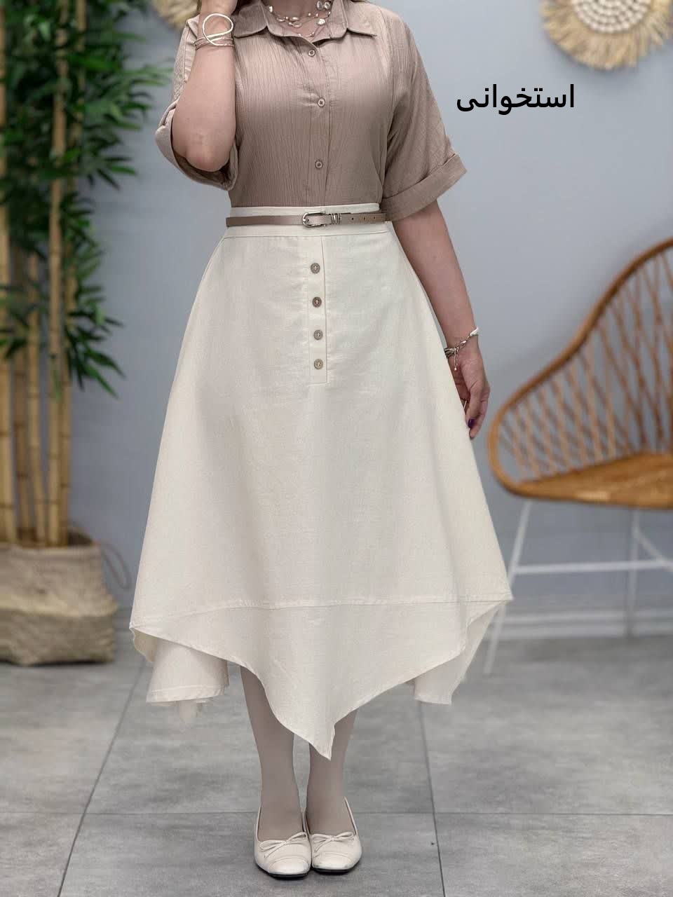 3383-دامن لینن دالبری