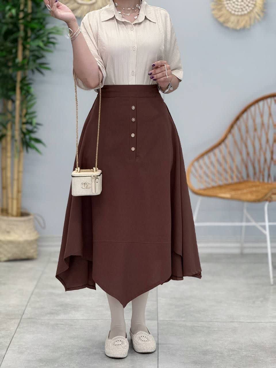 3383-دامن لینن دالبری