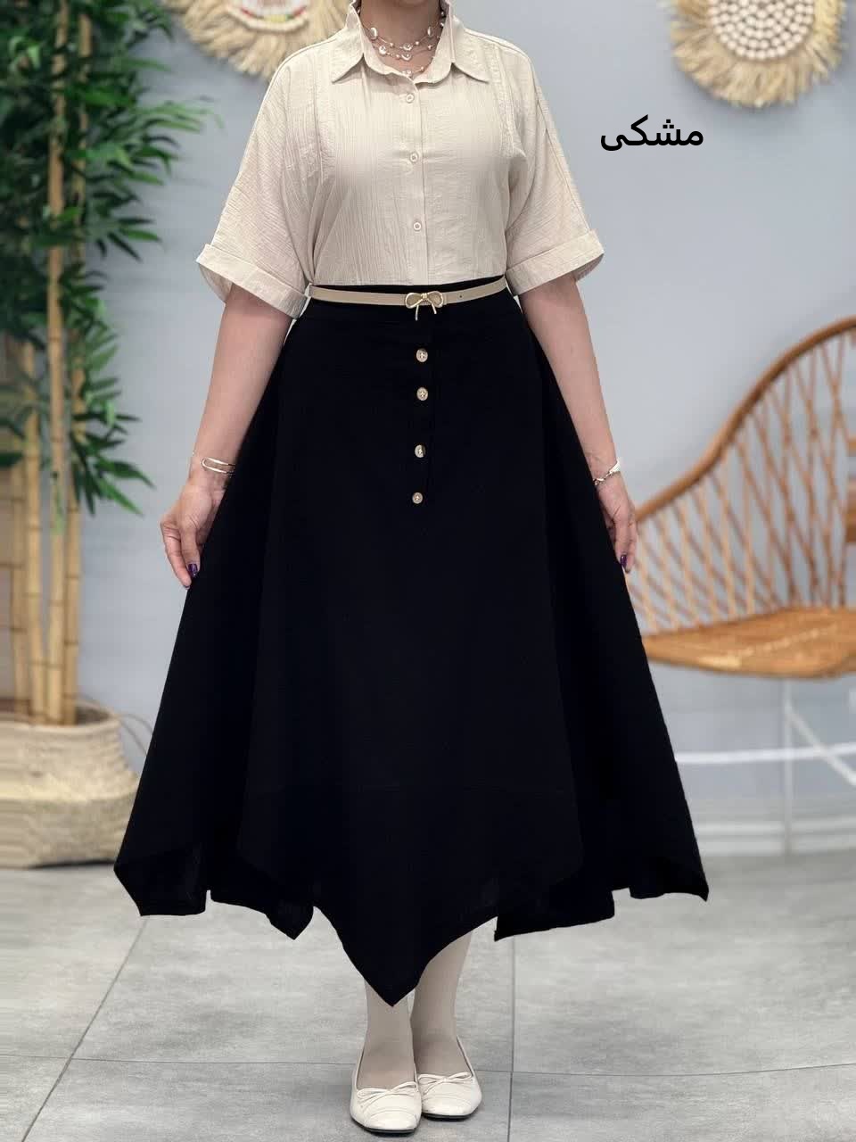 3383-دامن لینن دالبری