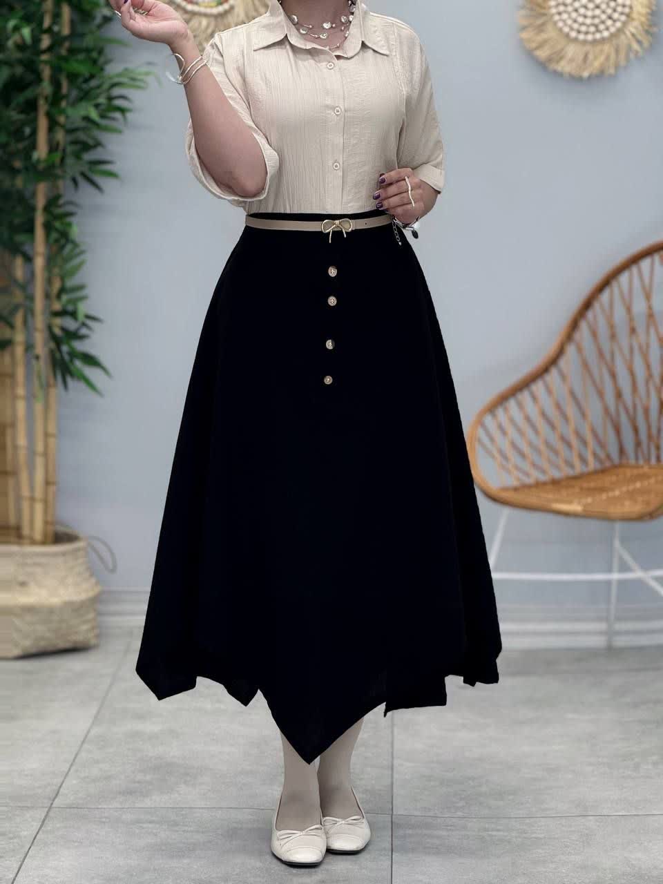 3383-دامن لینن دالبری