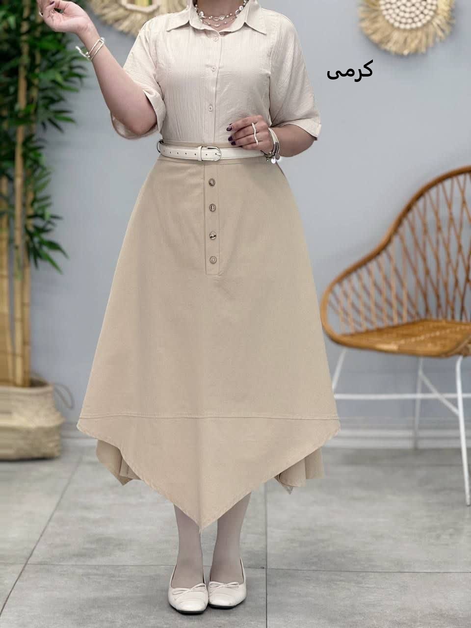 3383-دامن لینن دالبری