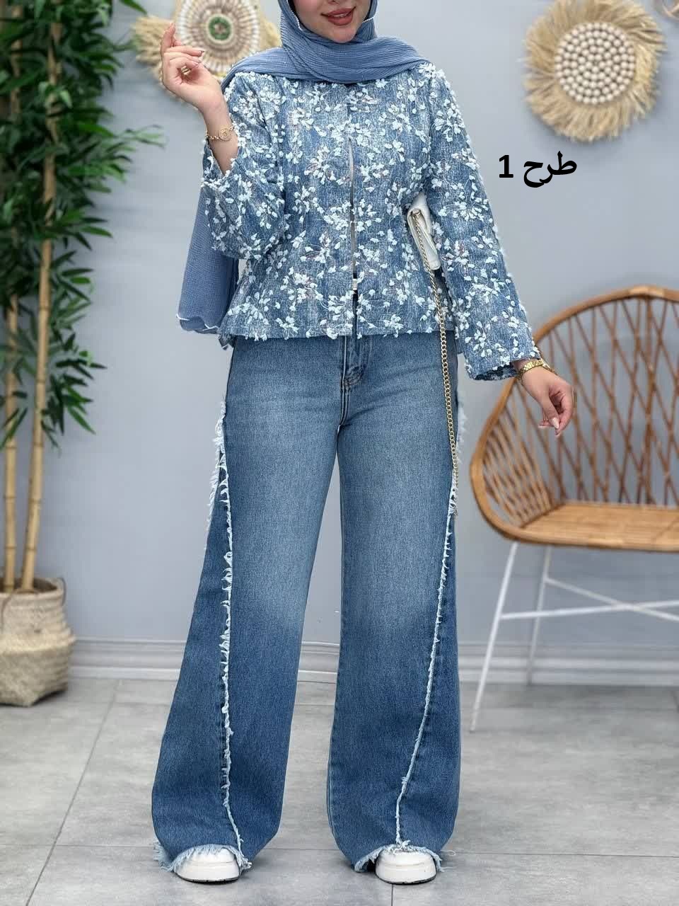 3393-جین وارداتی گلدوزی