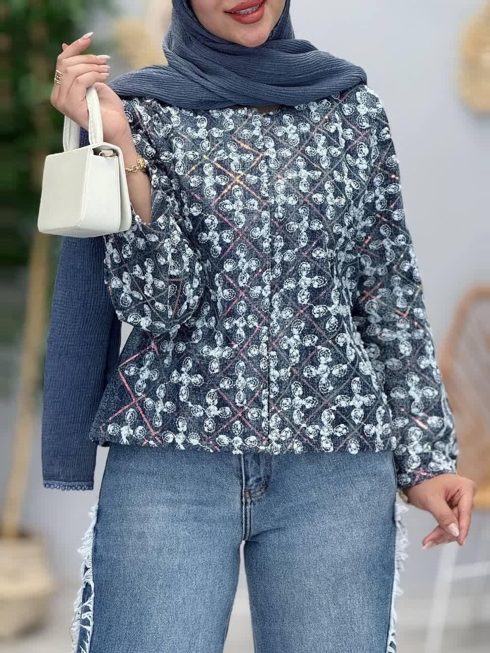 3393-جین وارداتی گلدوزی