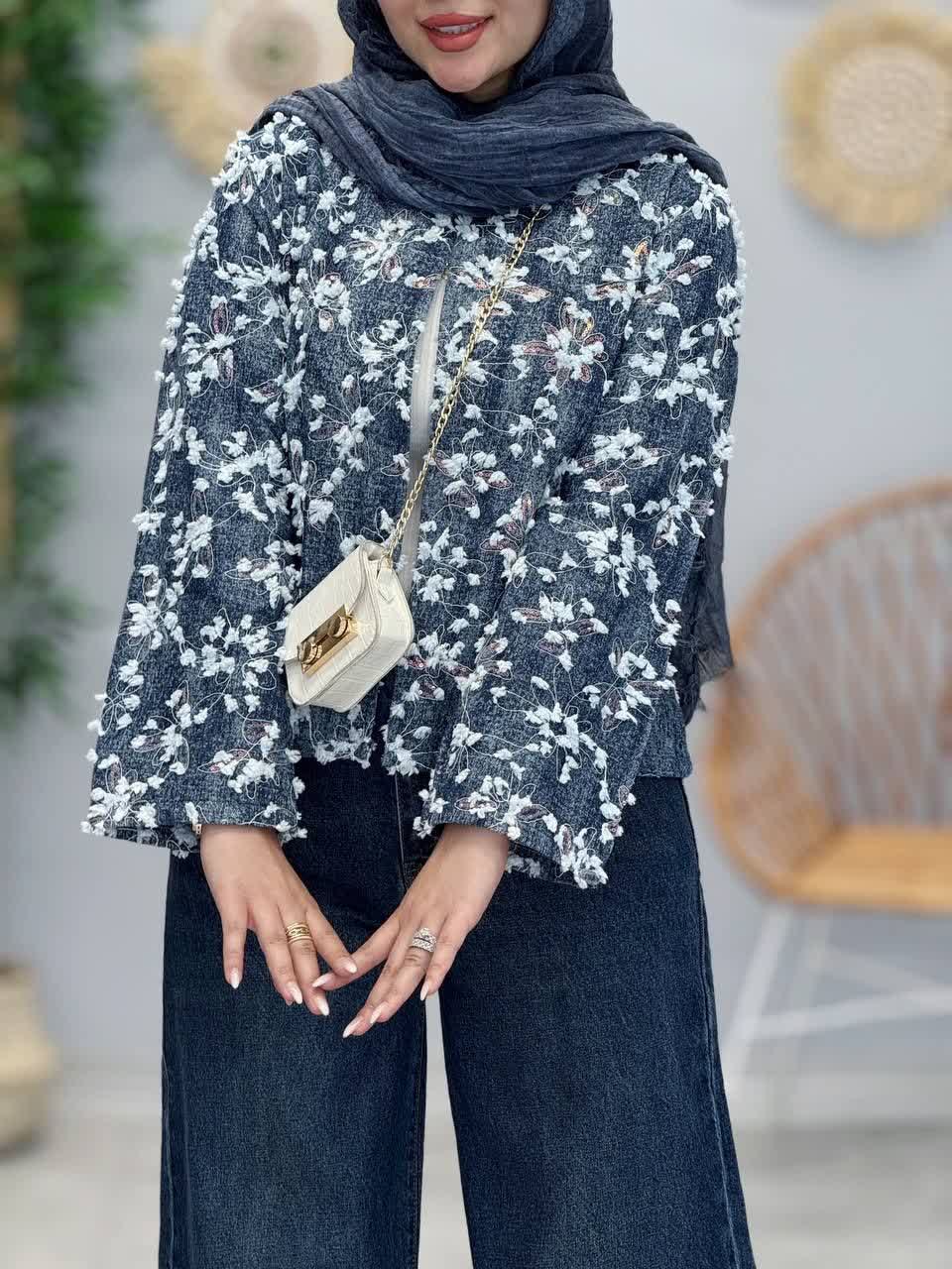 3393-جین وارداتی گلدوزی