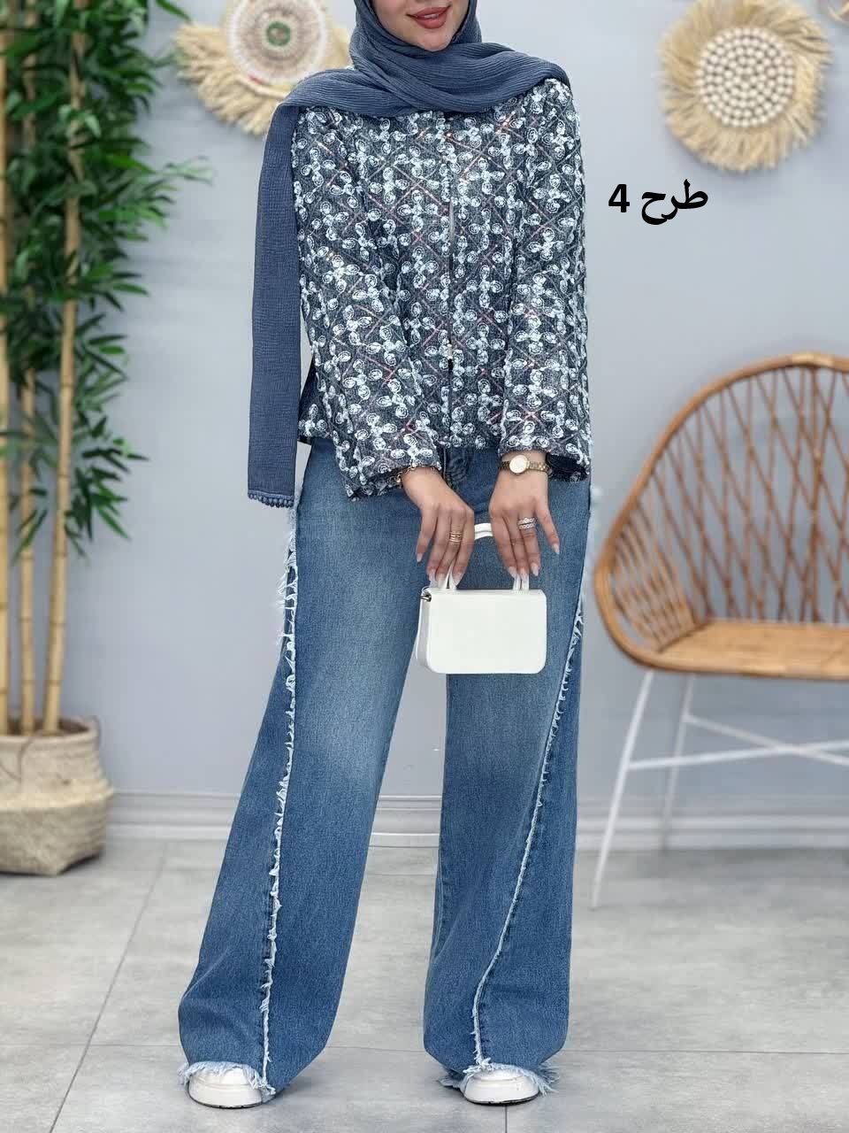 3393-جین وارداتی گلدوزی