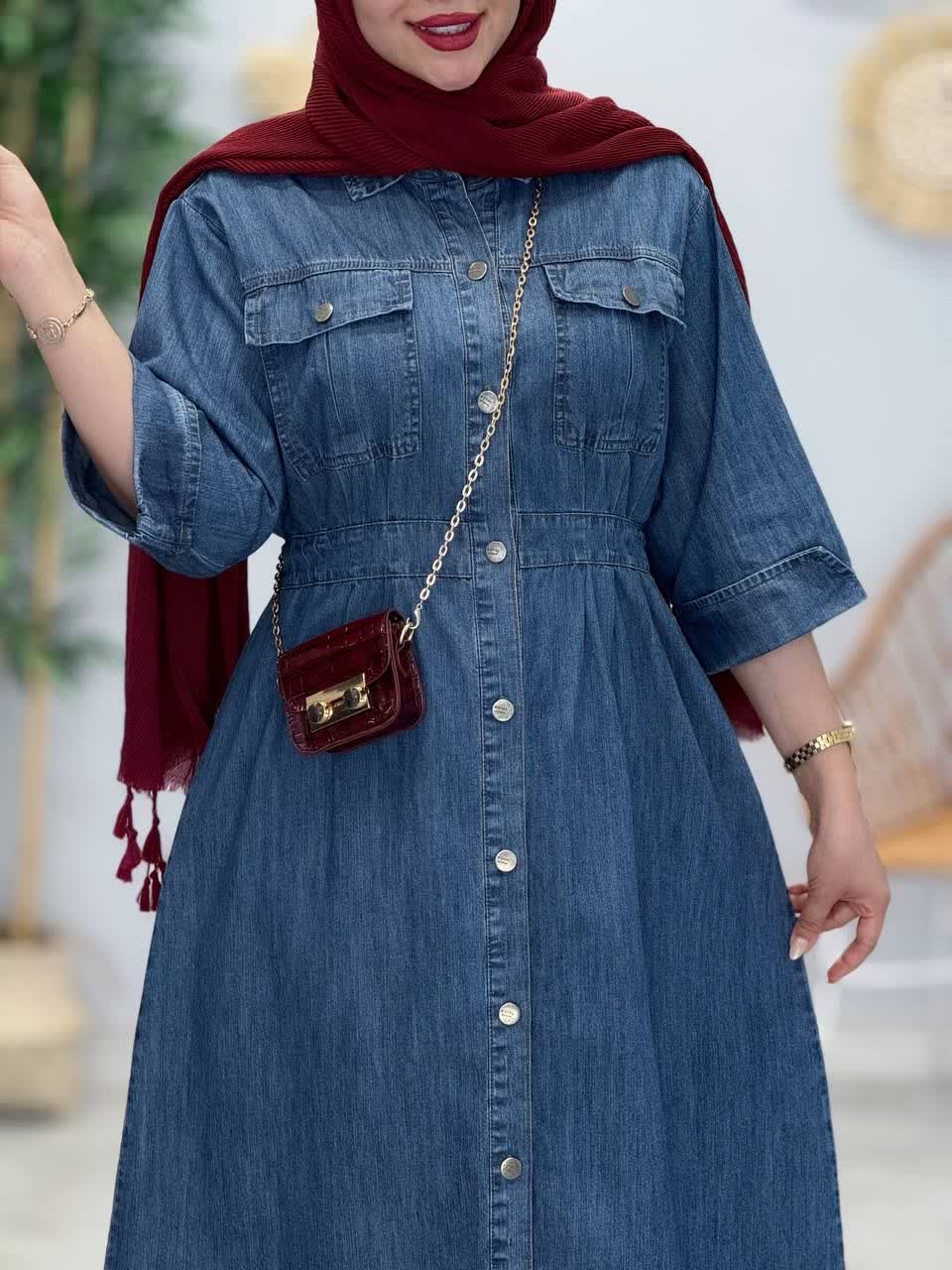 3395-سارافون جین رویال آستین سه ربع