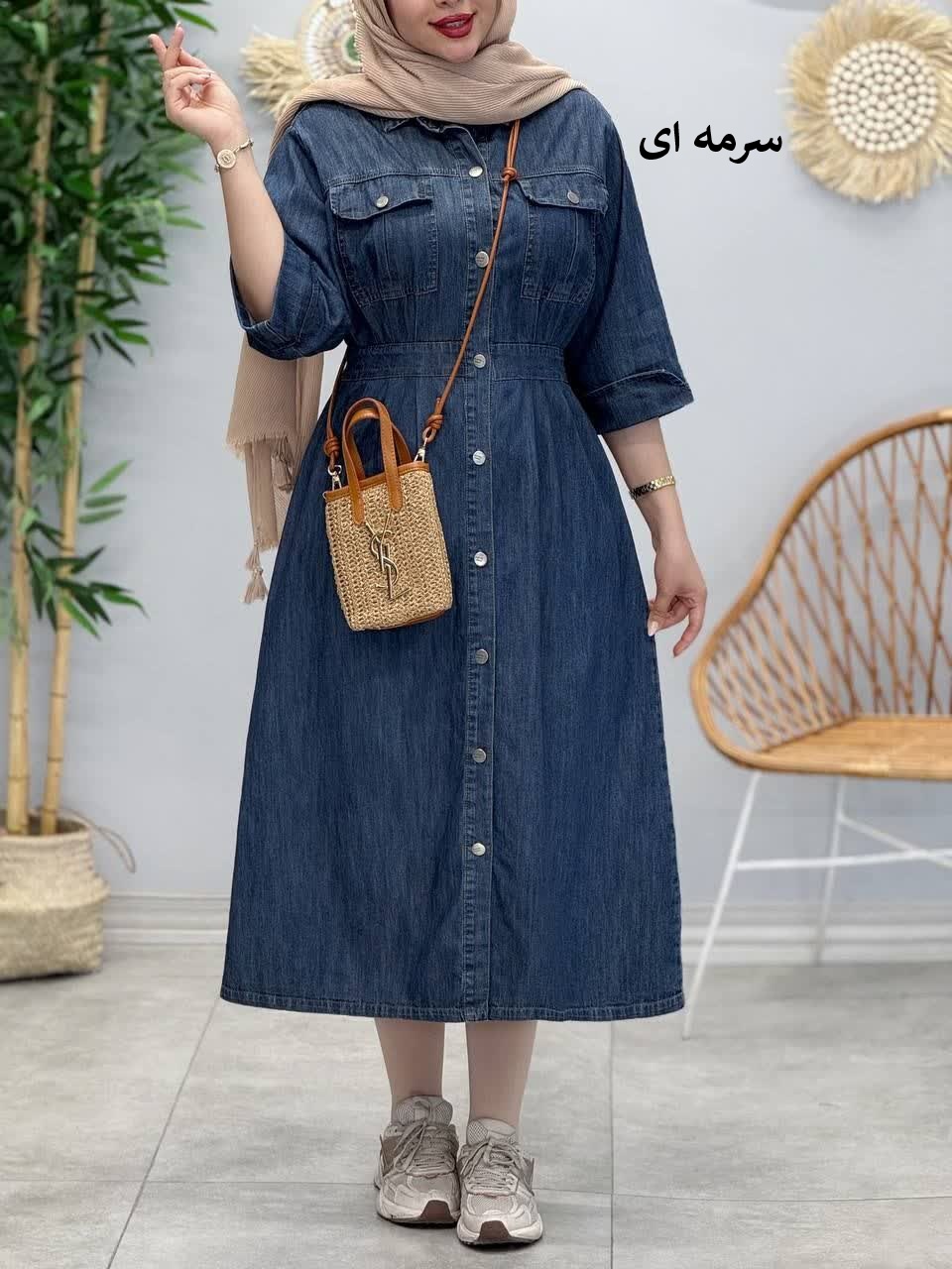 3395-سارافون جین رویال آستین سه ربع