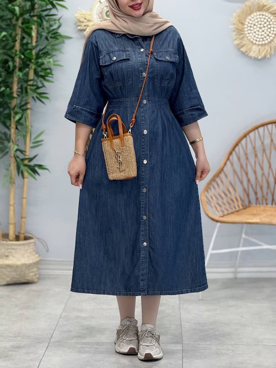 3395-سارافون جین رویال آستین سه ربع