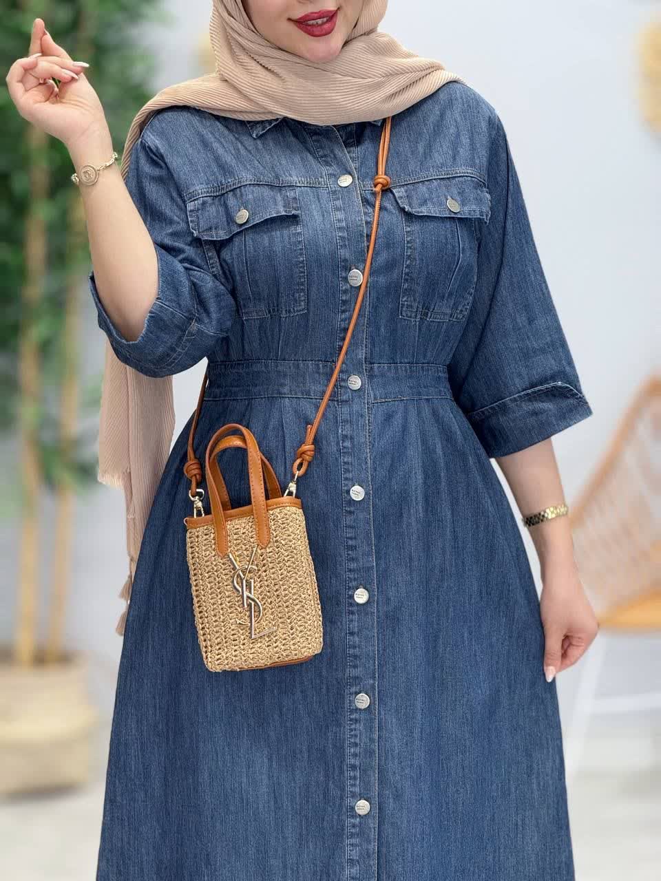 3395-سارافون جین رویال آستین سه ربع