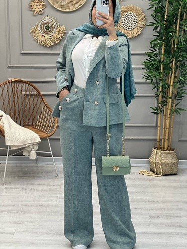 1202-کت و شلوار مزونی نیلی