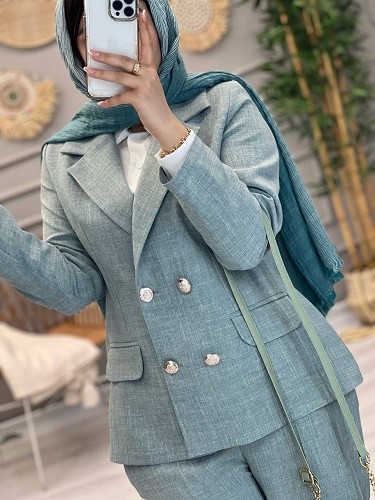 1202-کت و شلوار مزونی نیلی